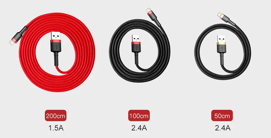 Baseus USB Cable for iPhone14 13 12 11 Pro Max Xs X 8 Plus Cable 2.4A Fast Charging Cable for iPhone Charger Cable USB Data Line