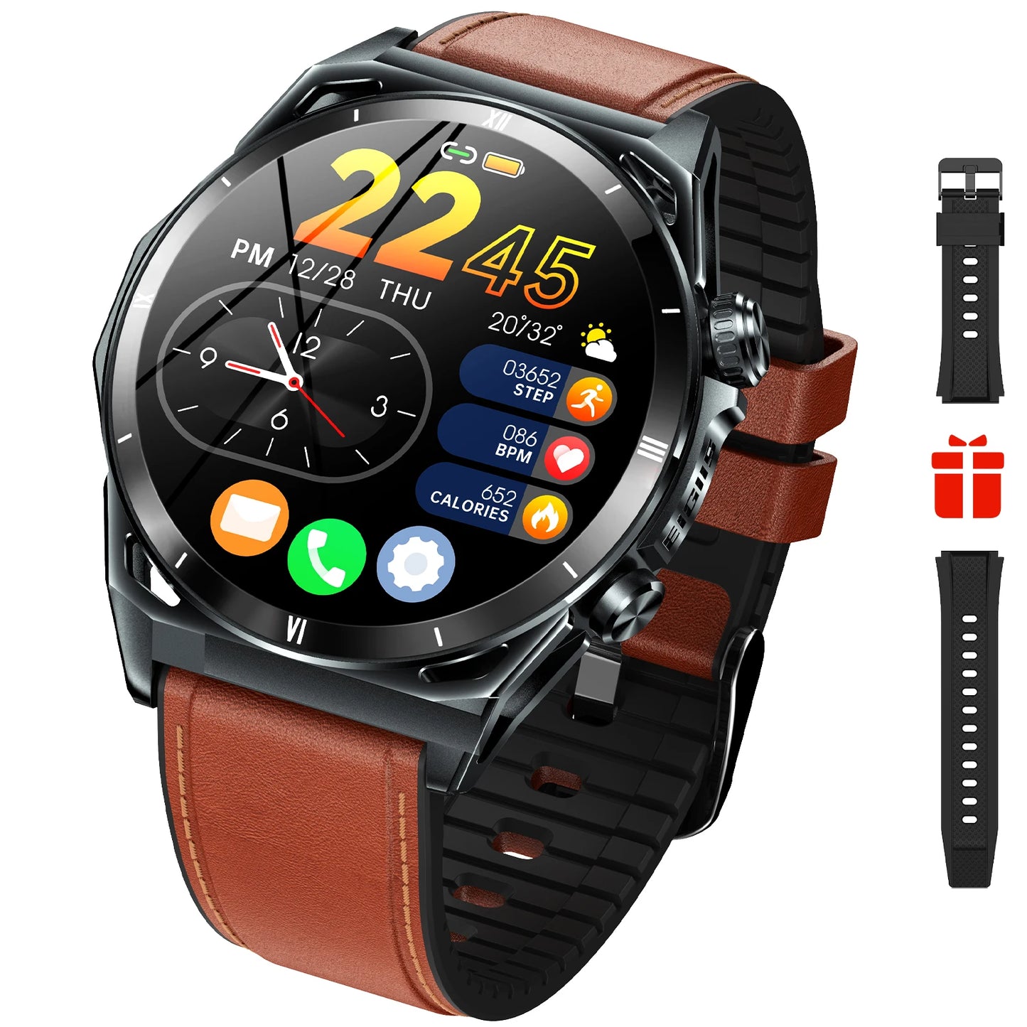 EIGIIS New Smart Watch KE6 1.43" AMOLED Display Men Black Sports Watch KE Series Bluetooth Call Health Monitor IP68 Waterproof