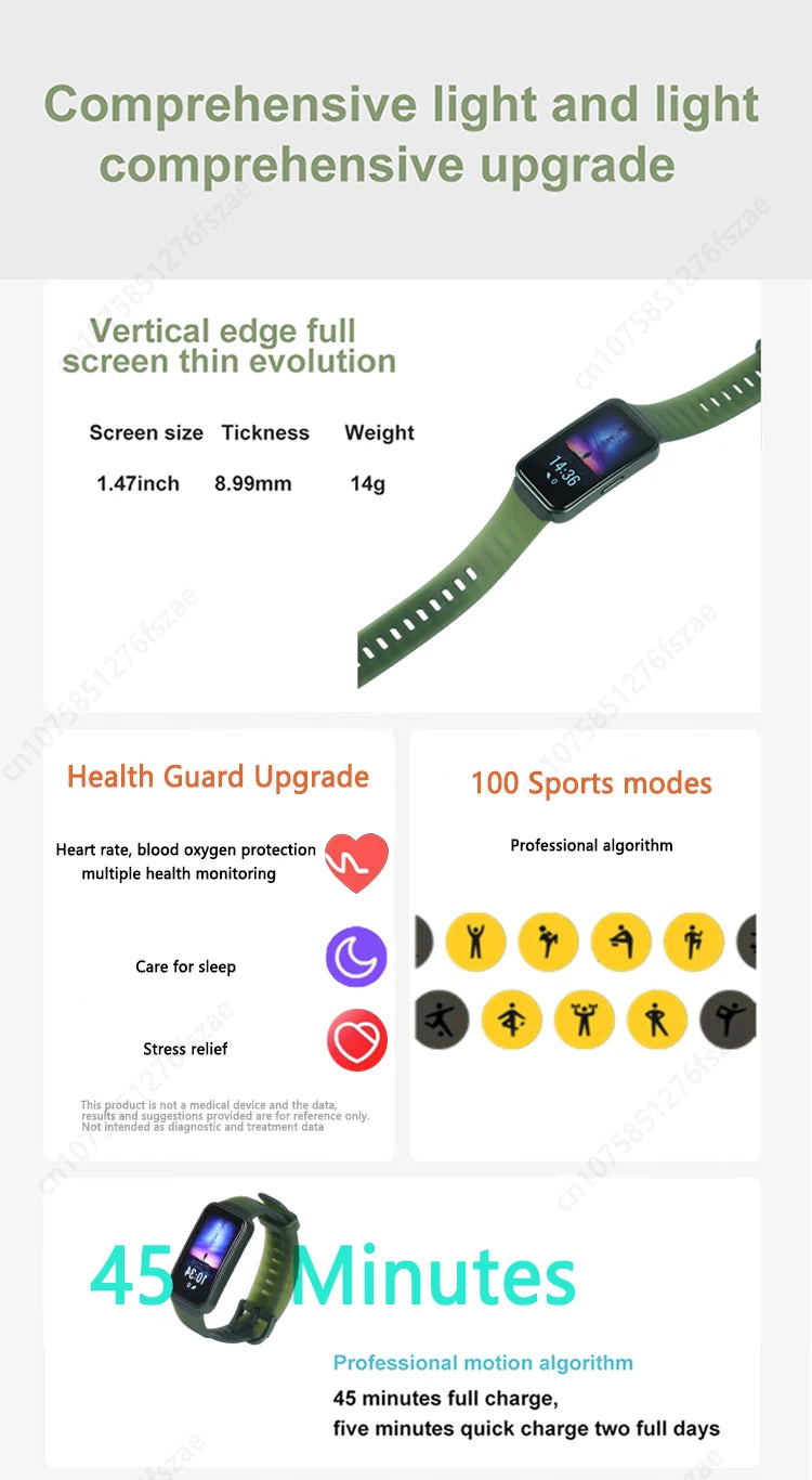 2023 New Original HUAWEI Band 8 Smart Band All-day Blood Oxygen 1.47'' AMOLED Screen Heart Rate Smartband 2 Weeks Battery Life