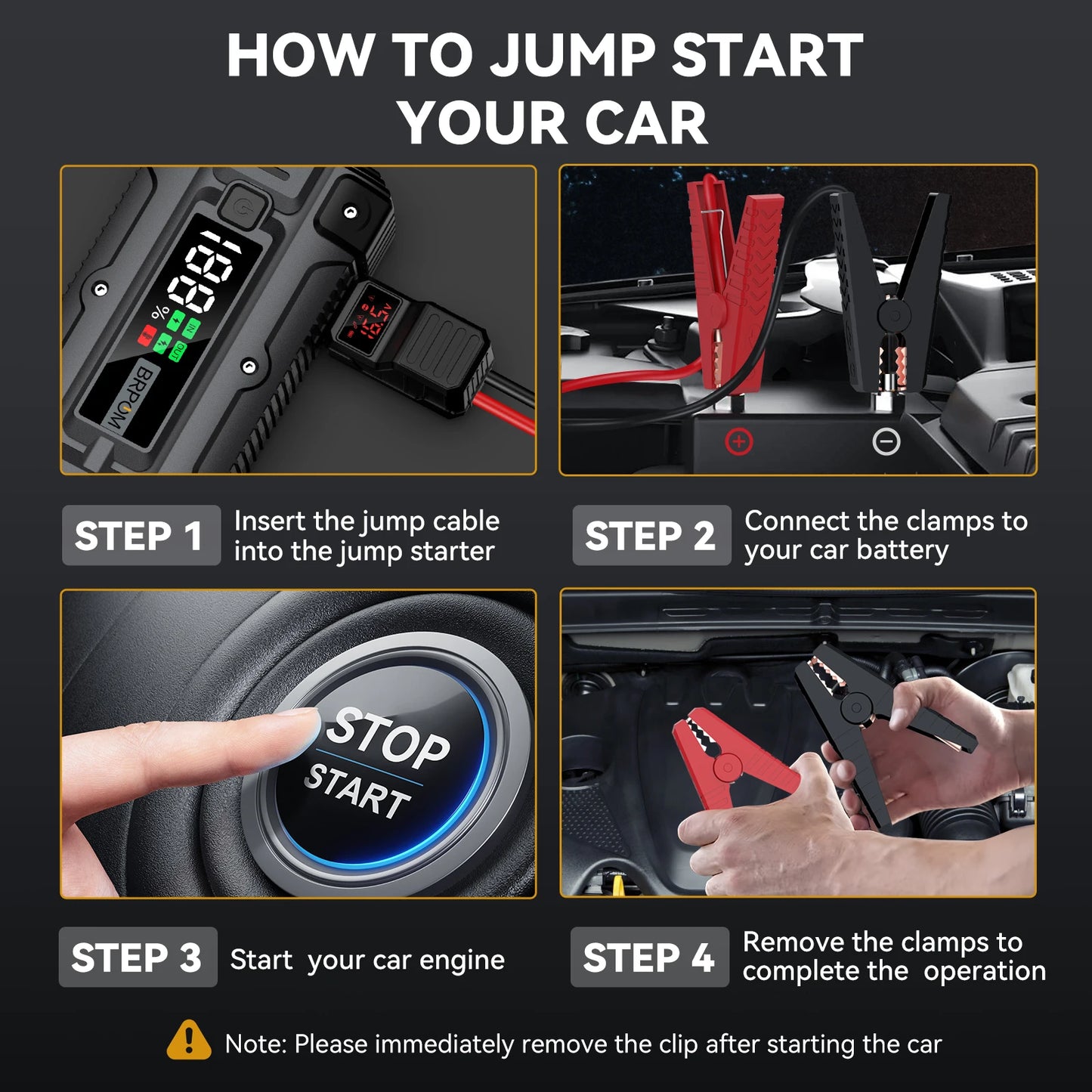 Car Jump Starter 3000A/4000A/5000A Battery Charger Emergency Power Bank Booster for 12V Gasoline and Diesel Vehicles Starting