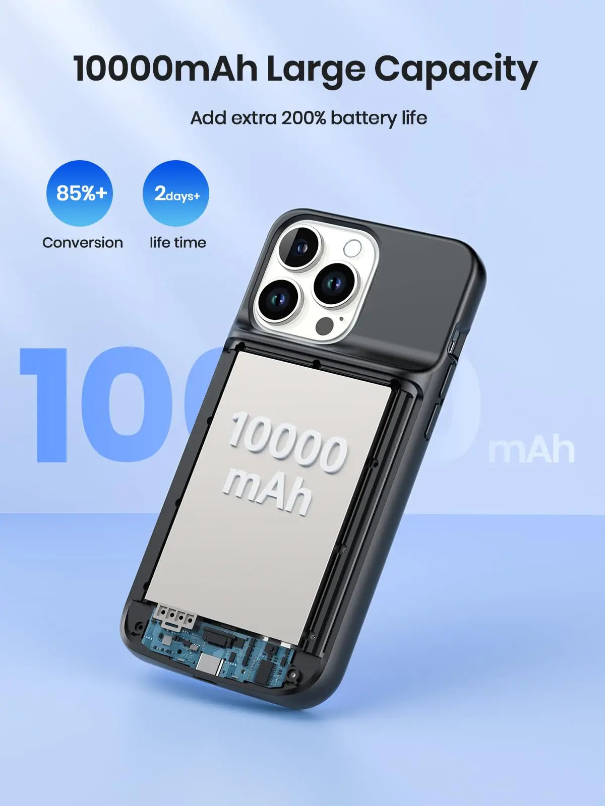 NEWDERY 10000mAh Battery Charger Case for iPhone 15/15 Pro Portable Power Bank Magnetic Wireless Charging Case Battery Pack