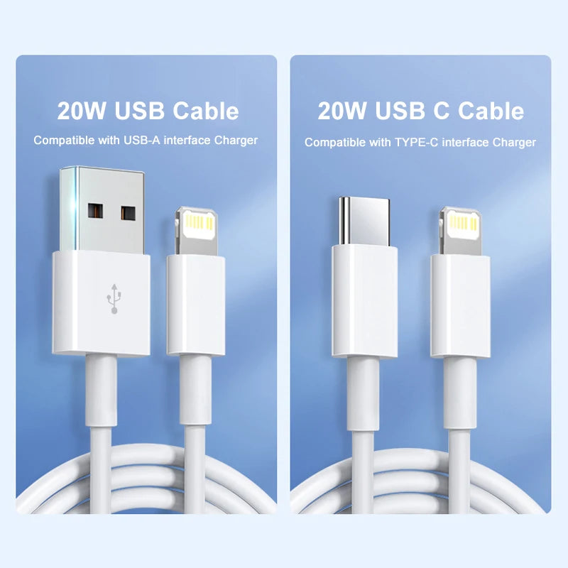 PD 20W Fast Charging Cable For Apple iPhone 14 13 12 11 Pro Max Plus Mini USB C 1M 2M Data Cables Quick Charge Phone Accessories