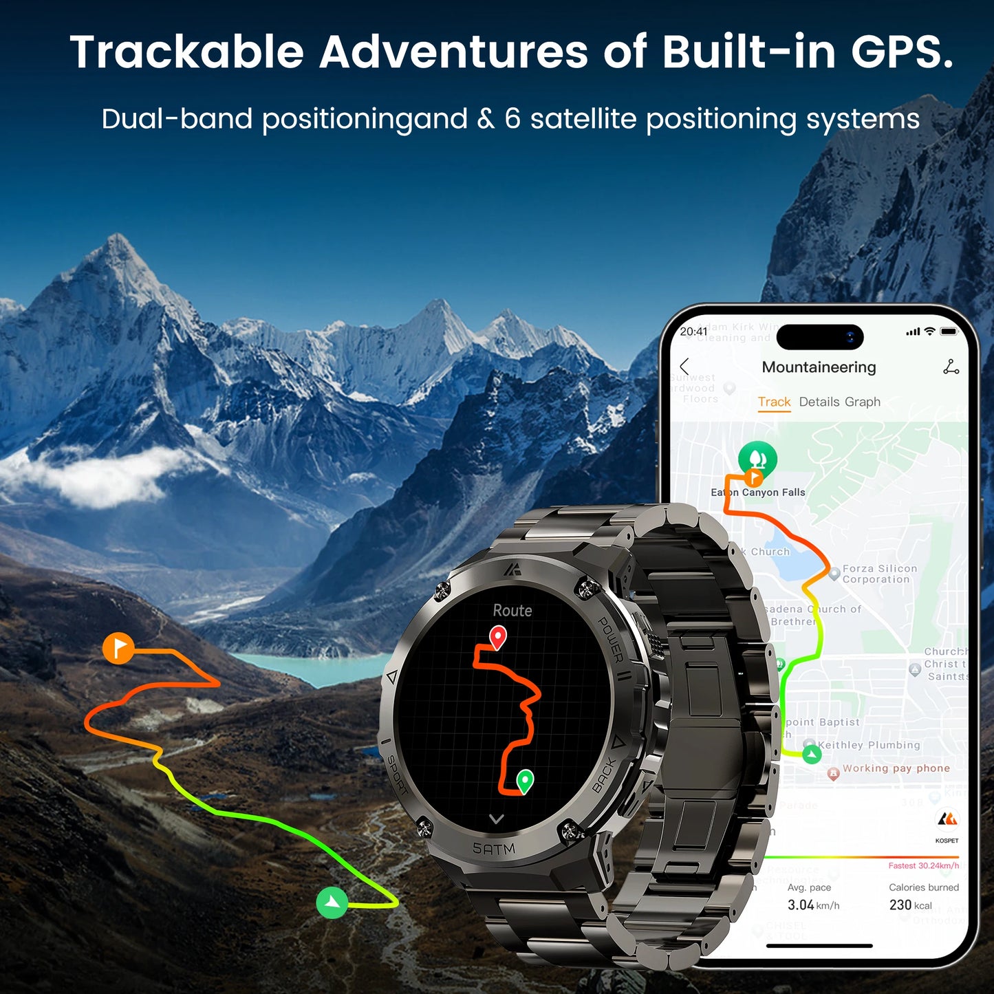 AMAZTIM T3E GPS Smart Watch For Men Compass Altimeter Altitude Stainless Steel Shell 5ATM IP69K Waterproof 470mAh AMOLED Watches