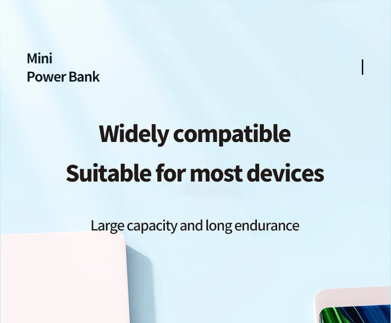 10000mAh compact portable power bank, 22.5W super fast charging, with built-in charging cable,suitable for iPhone/Samsung/Xiaomi