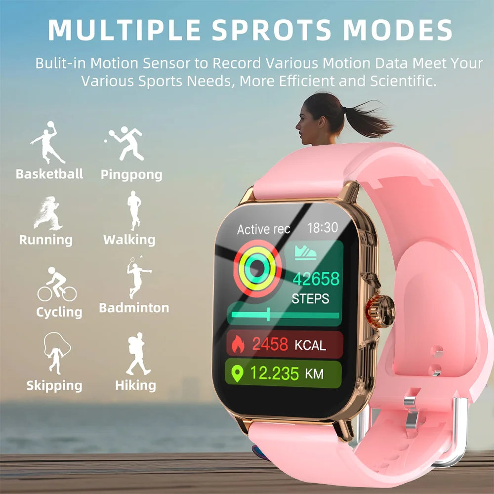 LAXASFIT Smart Watch Ladies Gift Full Touch Screen Sports Fitness Watch Men Bluetooth Talk Digital Smart Watch Wristwatch