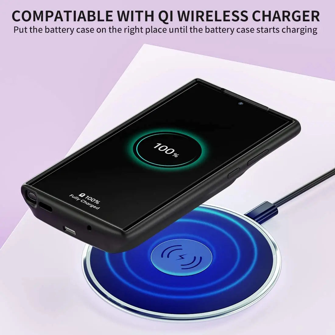 NEWDERY Wireless Battery Charger Case for Galaxy Note 20 Ultra Fast Charging Power Bank Cover 10000mAh Extended Battery Pack